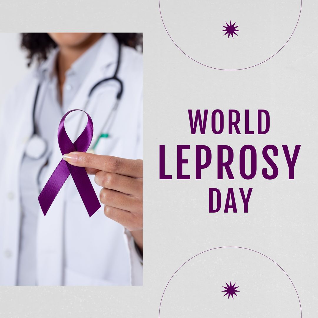 Female Doctor Holding Purple Ribbon for World Leprosy Day - Download Free Stock Templates Pikwizard.com