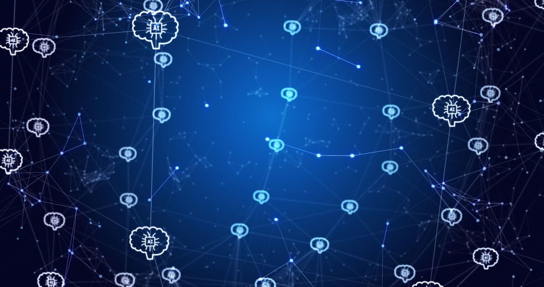 Digital Network with AI Data Processing Icons