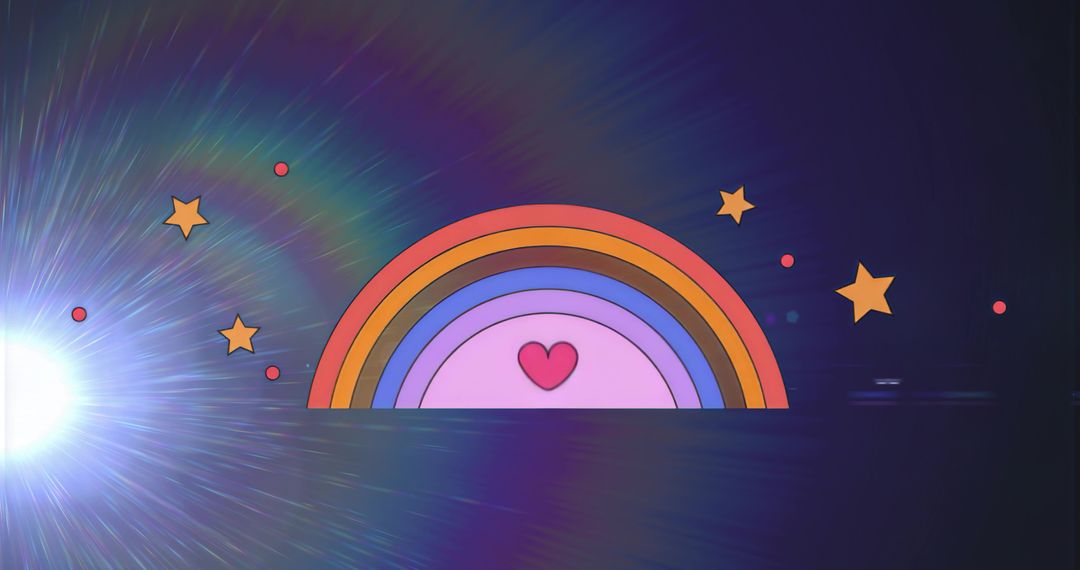 Celestial Abstract Rainbow Art with Stars