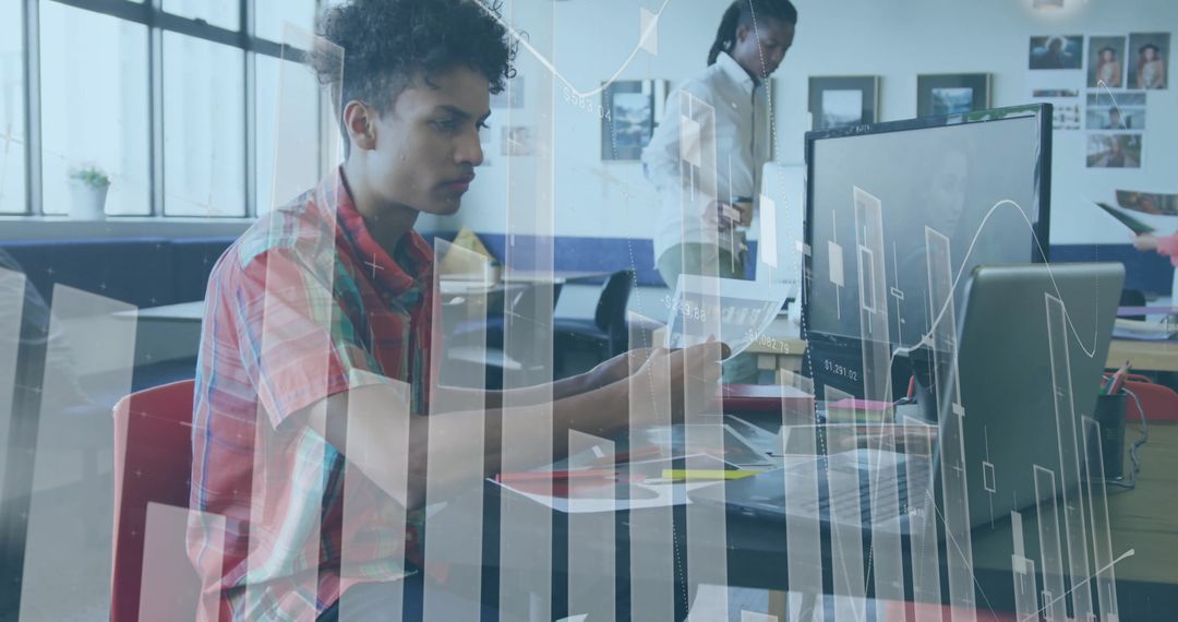 Diverse Professionals Analyzing Finance in Modern Office