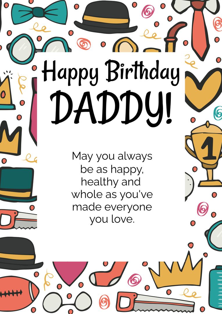 Happy Birthday Daddy Greeting Card with Dad Items - Download Free Stock Templates Pikwizard.com