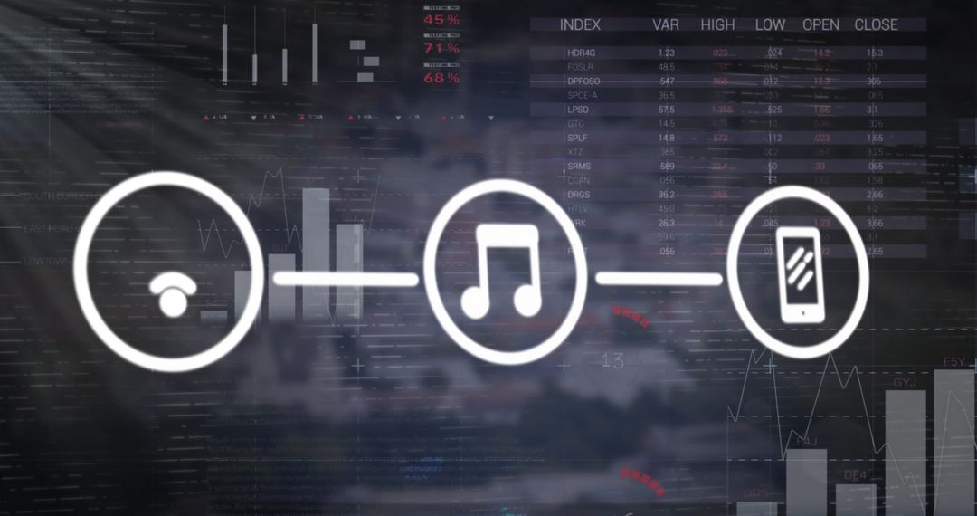 Digital Icons Illustrating Data Transfer in Business Technology