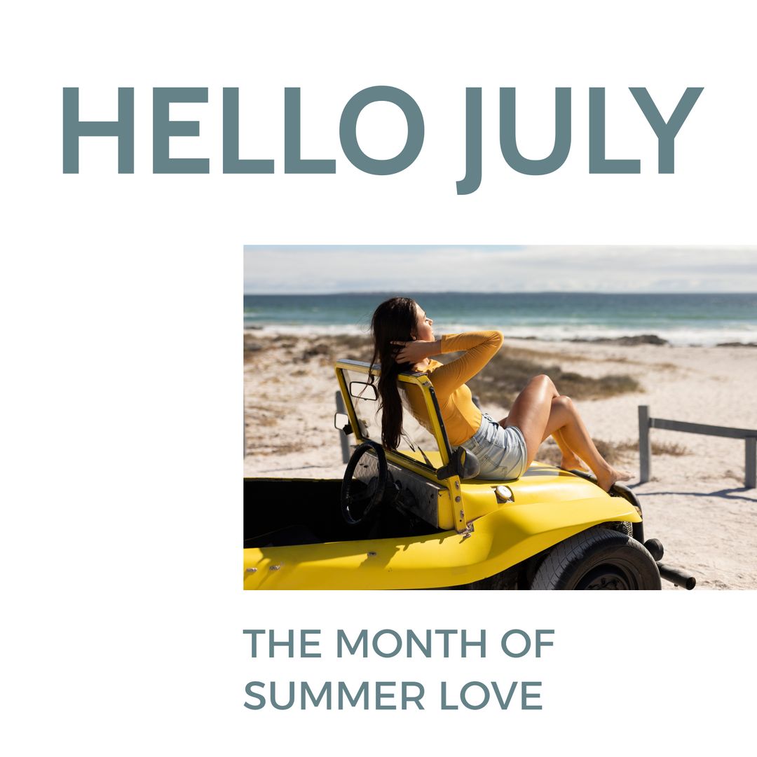 Woman Relaxing on Beachside Dune Buggy in July