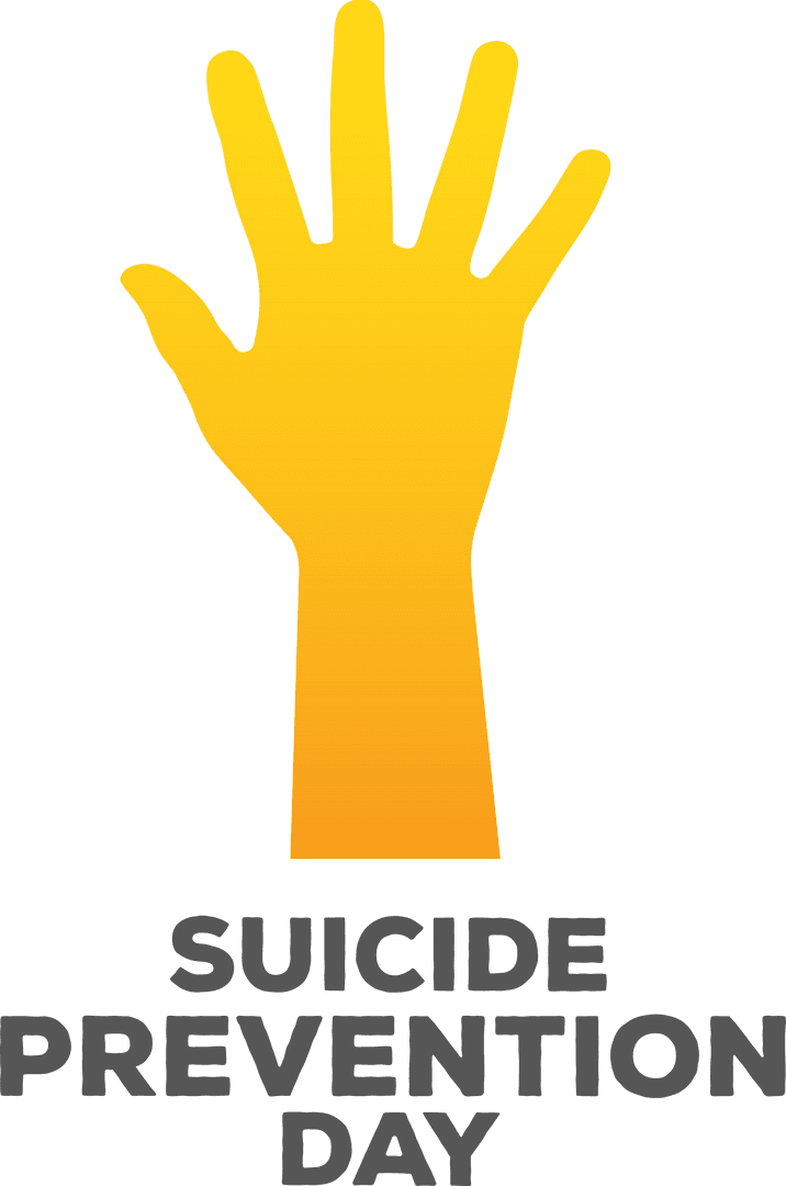 Illustrative Hand Gesture for Suicide Prevention on Transparent Background