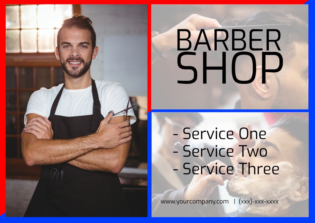 Smiling Barber in Modern Barber Shop Promotional Poster - Download Free Stock Templates Pikwizard.com