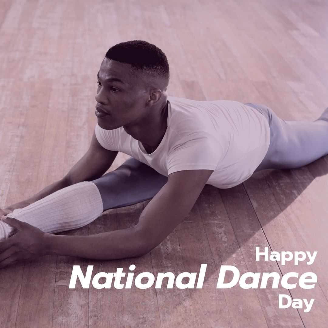 Ballet Dancer Stretching on National Dance Day Celebration