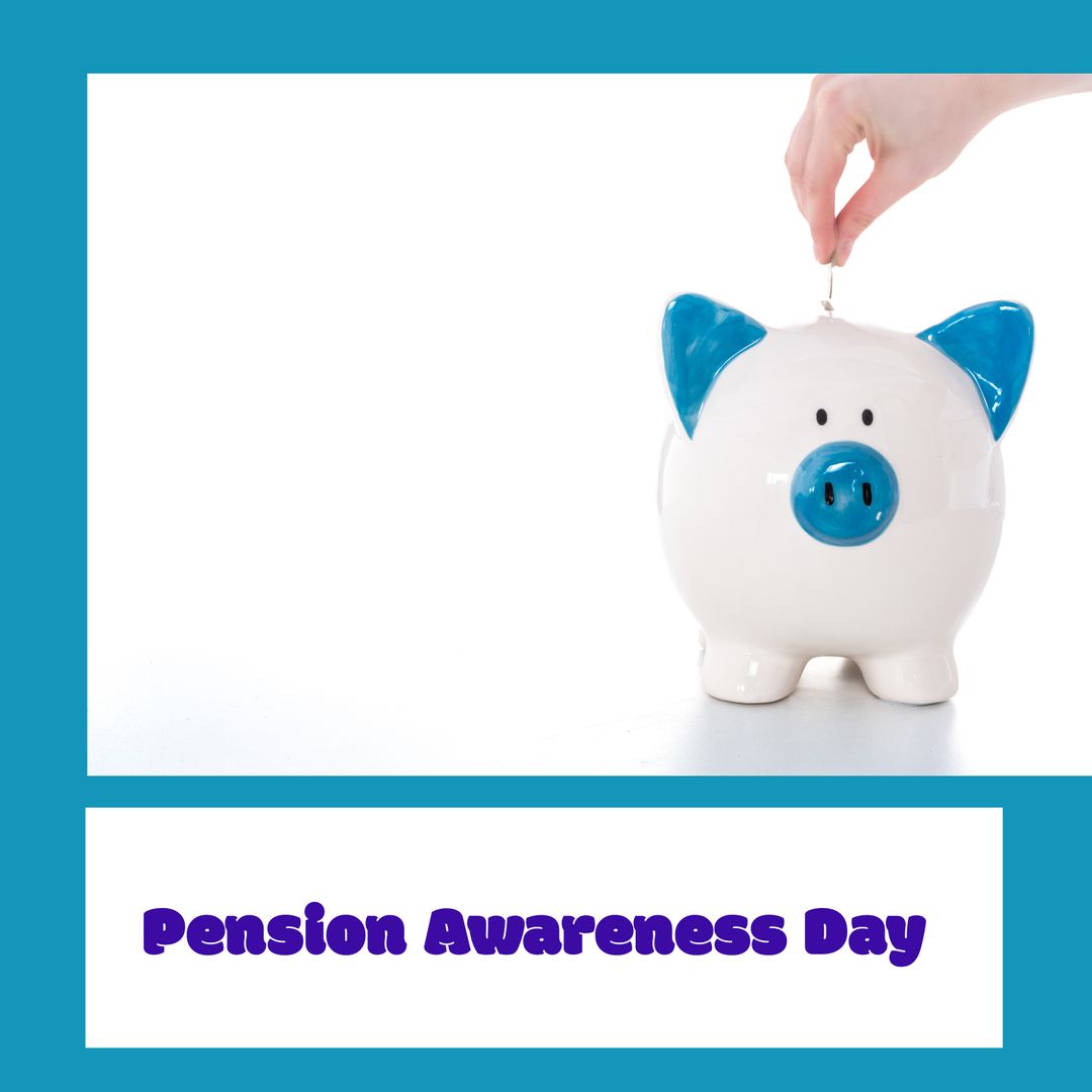 Hand Inserting Coin into Piggybank for Pension Awareness Day