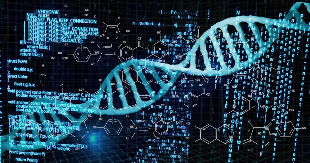 DNA Strands with Digital Data Processing and Chemical Formulas Interface