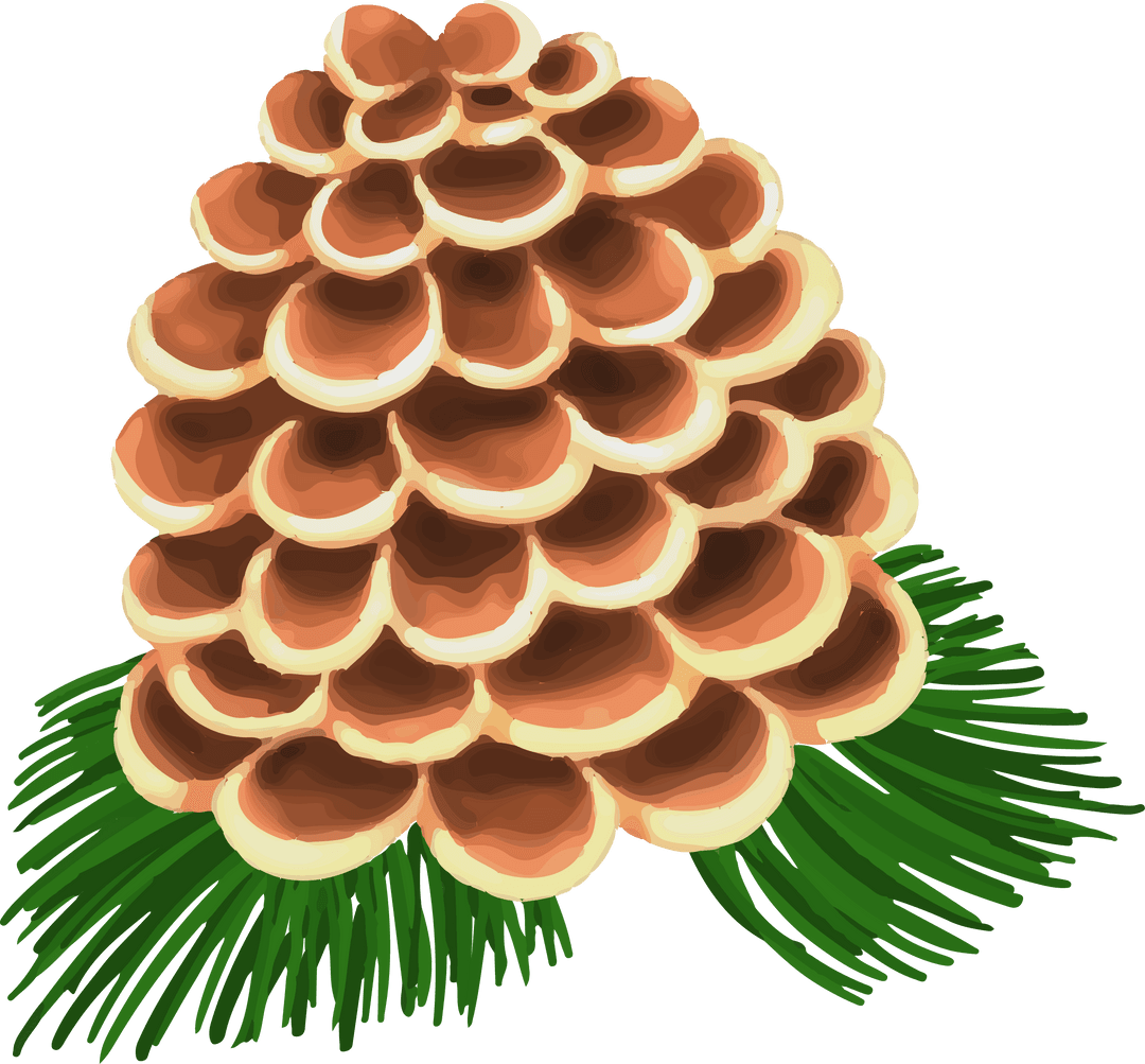 Stylized Pine Cone Illustration on Transparent Background