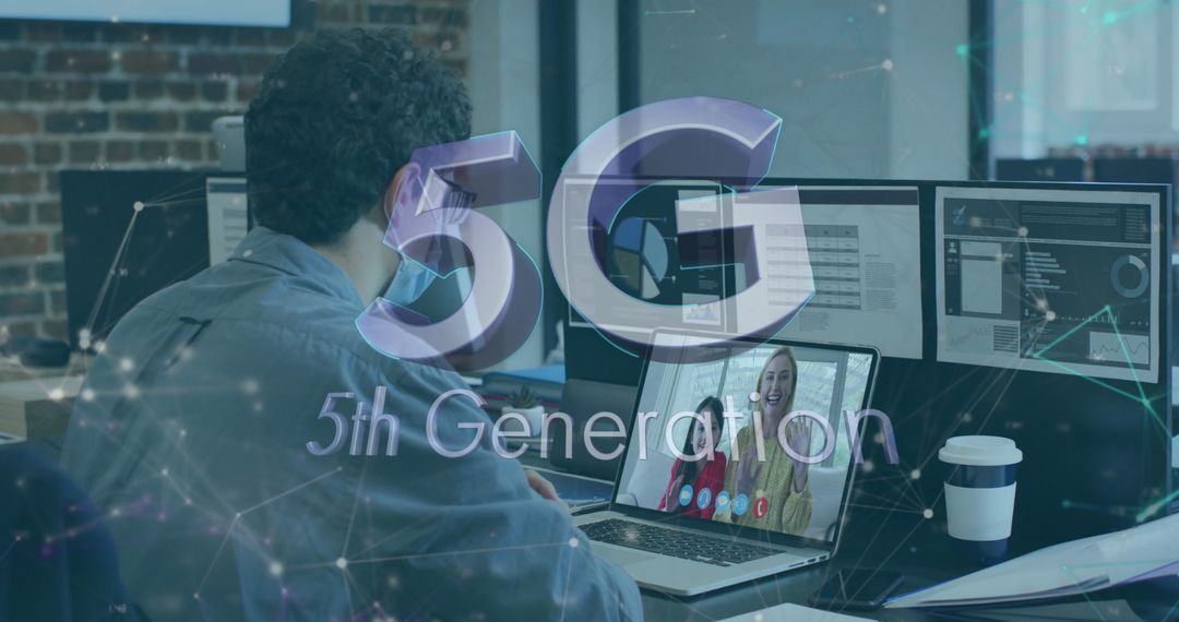 Business Professional on Video Call with 5G Network Concept