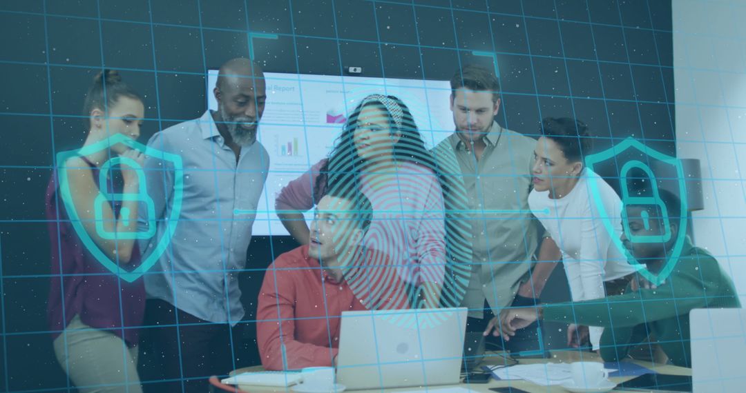 Diverse Team Collaborating on Secure Technology Solutions