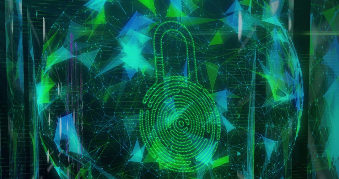 Glowing Digital Lock in Network Symbolizing Cybersecurity