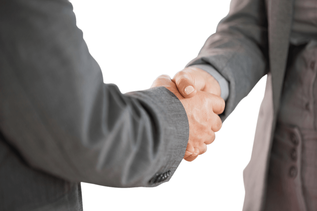 Transparent Handshake Between Business Professionals in Formal Suits