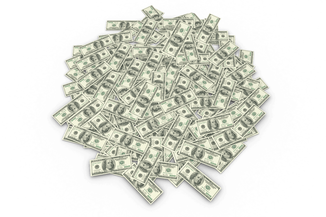 Pile of Dollar Bills on Transparent Surface for Finance Concepts