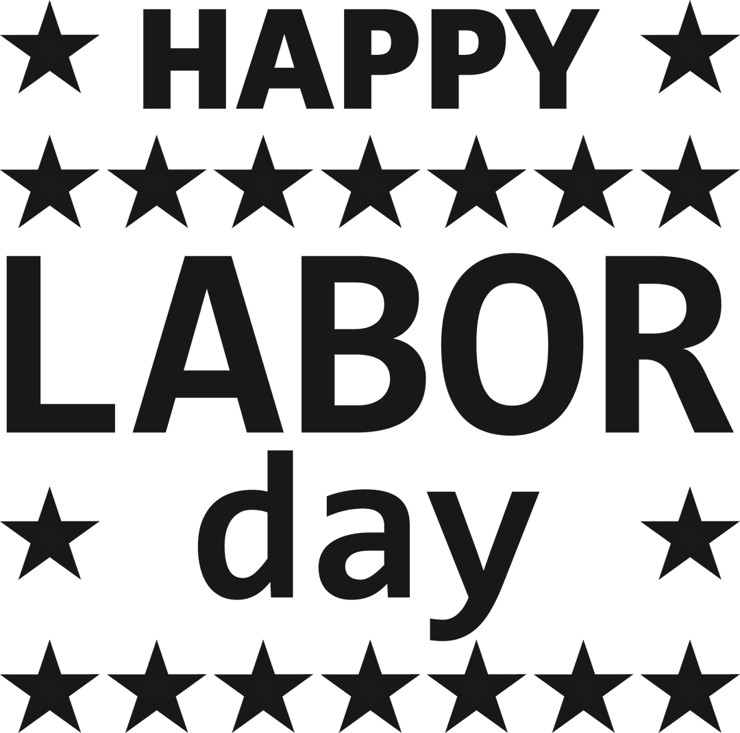 Transparent Happy Labor Day Decorative Stars Text Design