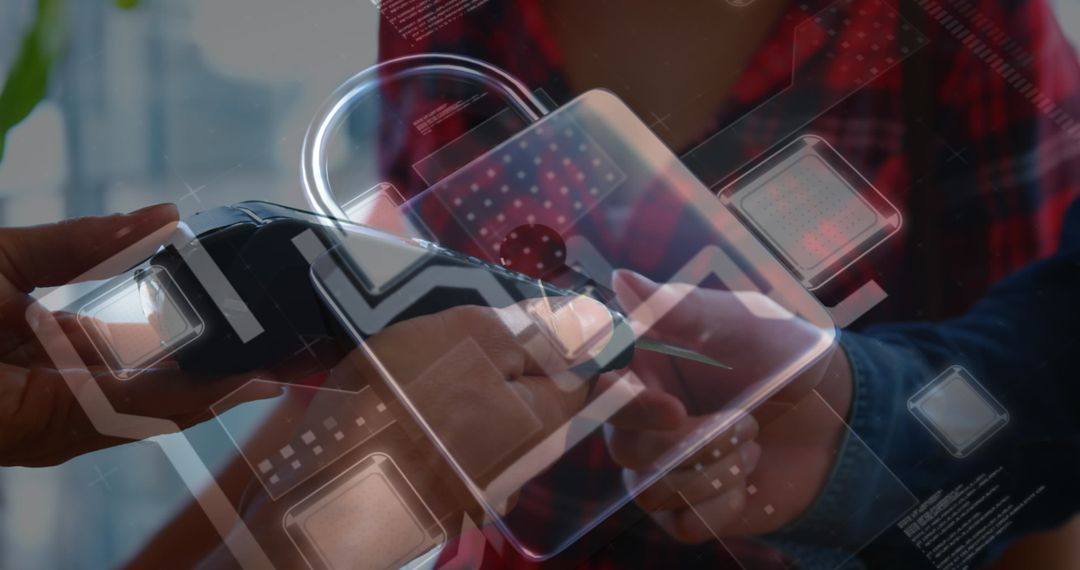 Digital Security Padlock Over Contactless Payment