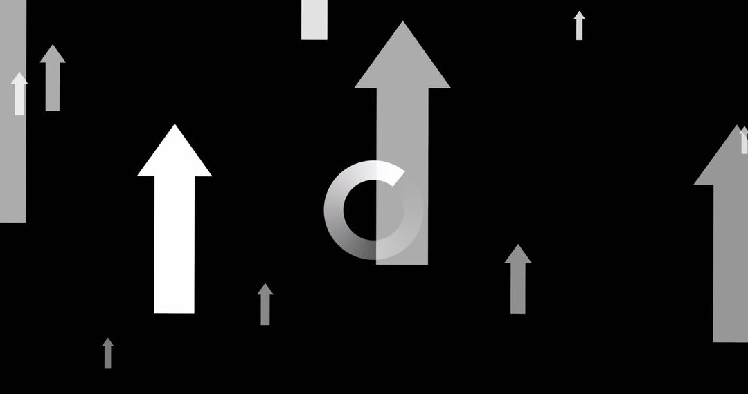 Digital Arrows with Data Loading Ring on Black Background