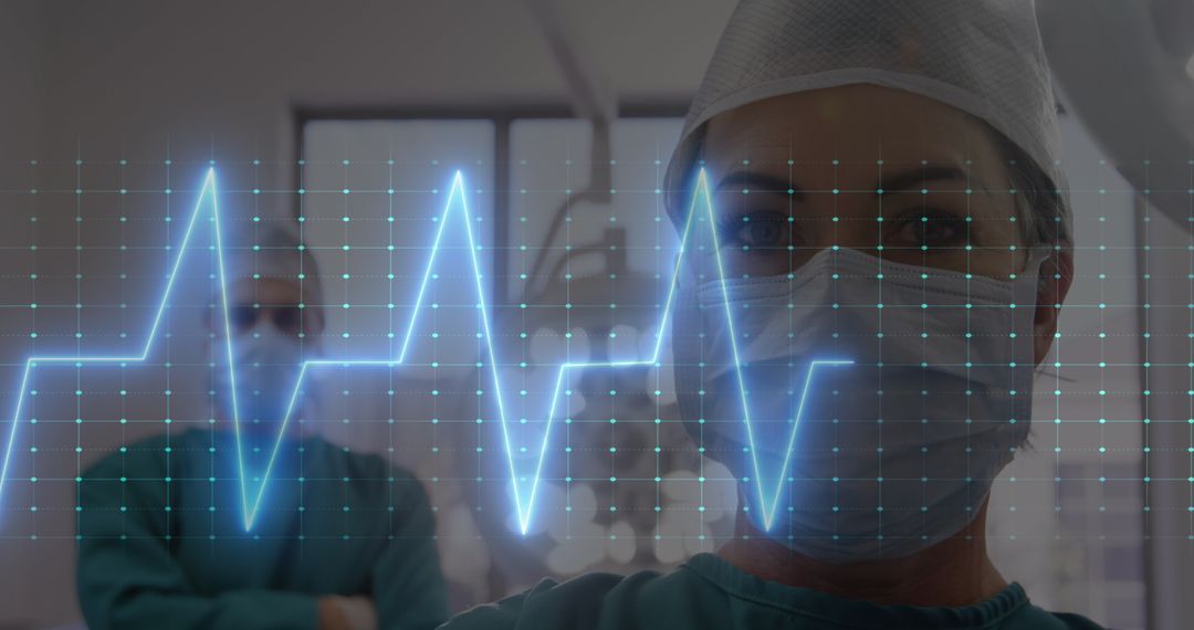 Medical Professionals Analyzing Digital ECG Data Visualization