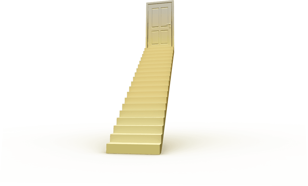 Surreal Floating Stairs Leading to Door on Transparent Background