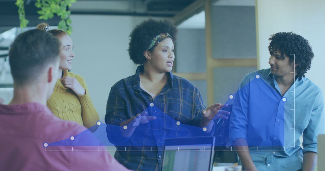 Team Analyzing Data Visualizations in Modern Office Environment