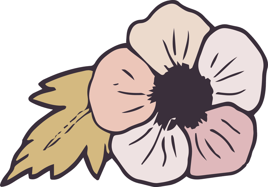Hand-Drawn Anemone Flower Illustration with Transparent Background