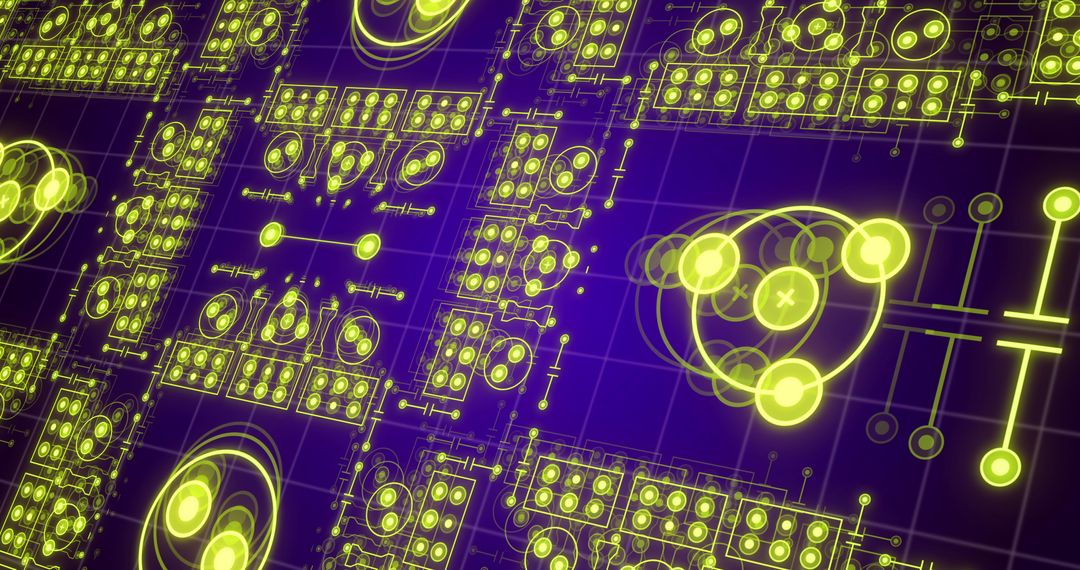 Neon Circuitry Pattern on Violet Background for Tech Themes