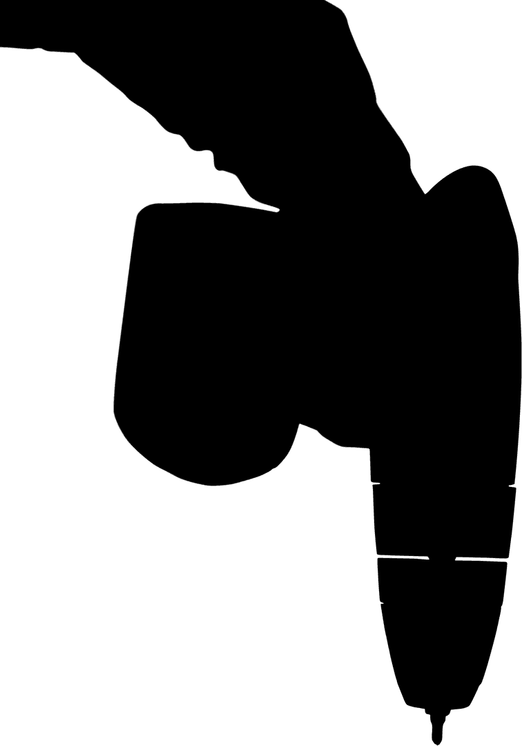 Silhouette of Hand Holding Electric Screwdriver on Transparent Background