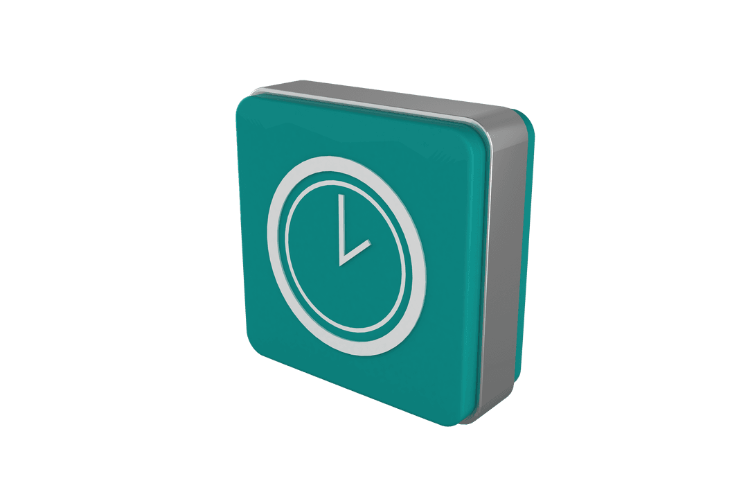 Blue Tablet with White Clock Icon on Transparent Background