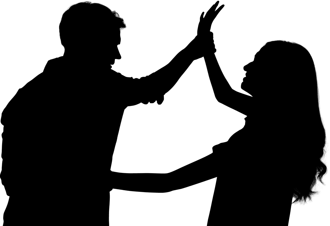 Dynamic Silhouette of Dancing Couple on Transparent Background