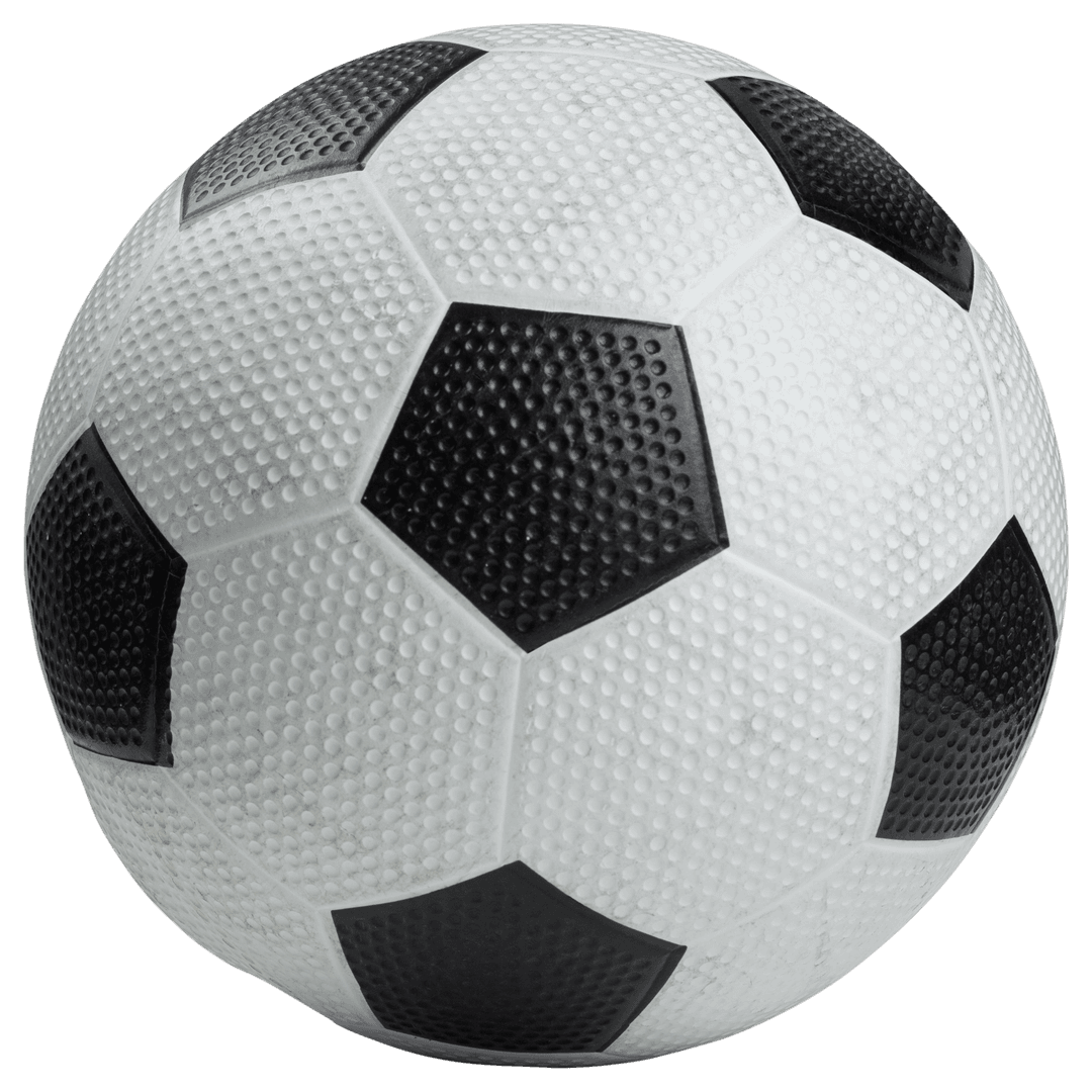 Classic Football with Black and White Pattern on Transparent Background