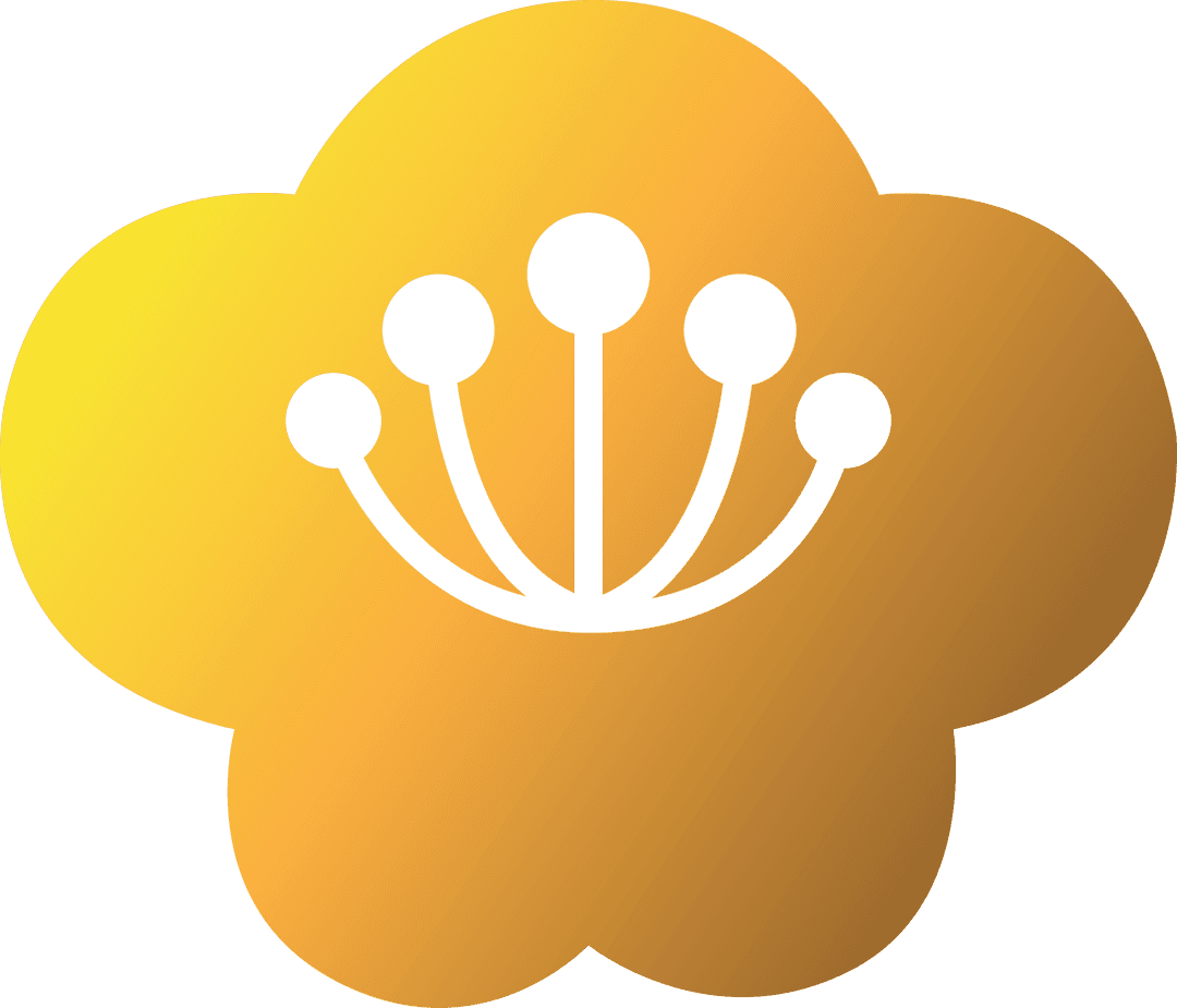 Orange Symmetrical Flower Illustrative Design on Transparent Background