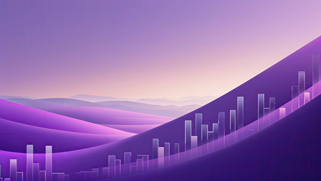Futuristic Abstract Purple Dunes with Data Visualization Bars