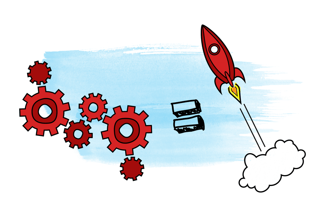 Transparent Gear Rocket Drawing Illustration With Programming Theme