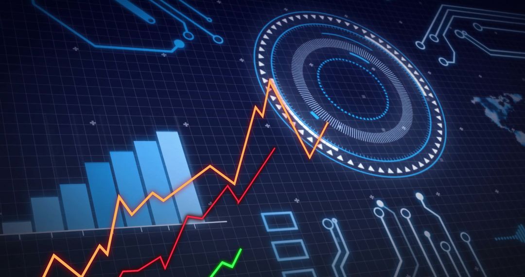 Digital Interface with Stock Market Trends and Analytics Charts