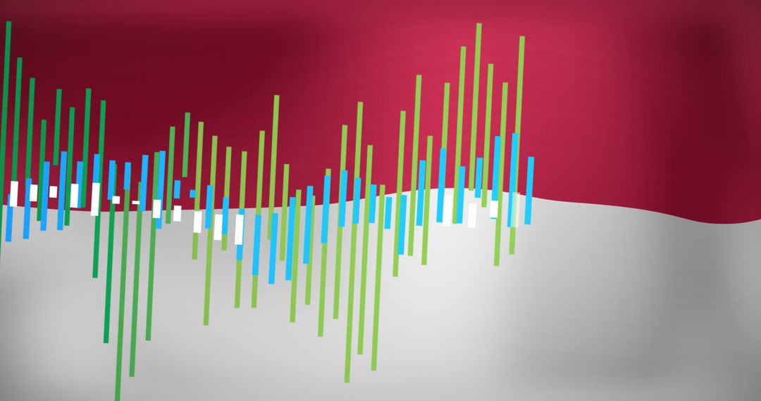 Digital Data Visualization Over Indonesian Flag