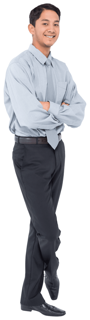 Cheerful Asian Businessman Standing Confidently on Transparent Background
