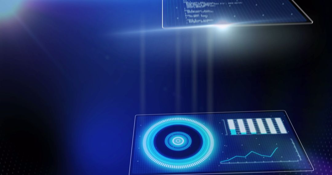 Futuristic Blue Digital Interface with Data Analyzing