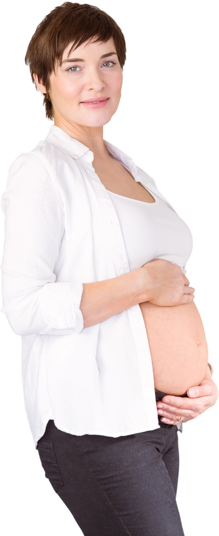 Transparent Portrait of Happy Pregnant Woman with Hands on Belly - Download Free Stock Images Pikwizard.com