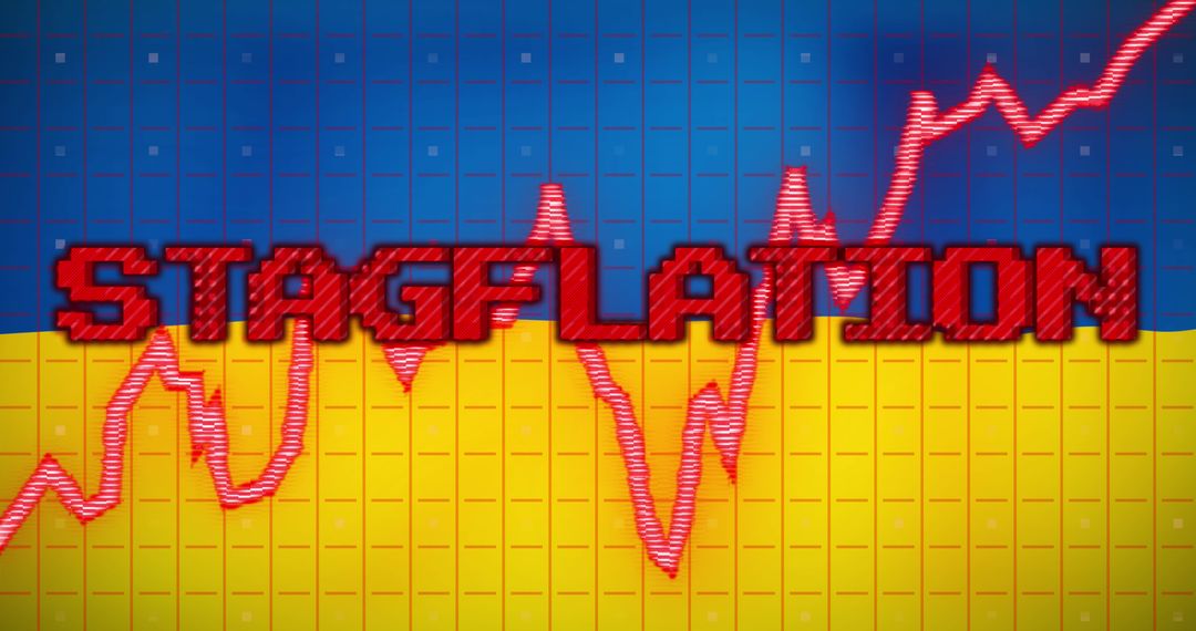 Stagflation Concept with Digital Graph and Ukraine Flag