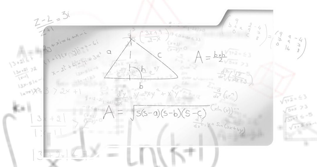 Abstract Mathematical Equations and Triangles on White Background