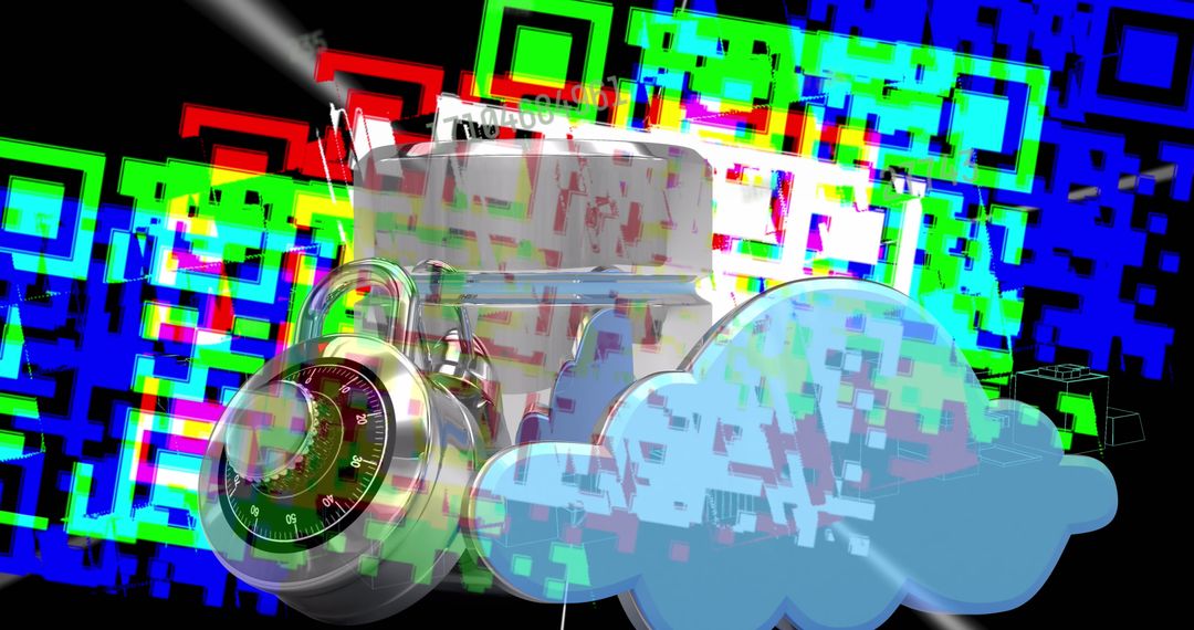 digital security concept with padlock and qr code patterns - Free Images, Stock Photos and Pictures on Pikwizard.com