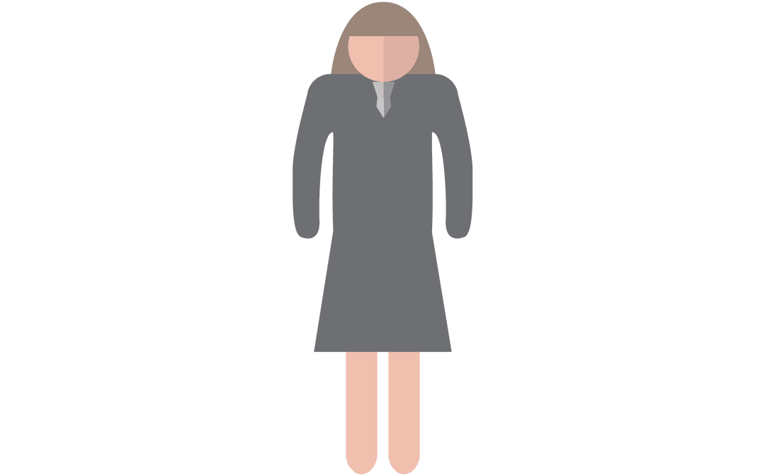 Minimalist Vector Icon of Woman in Gray Dress on Transparent Background