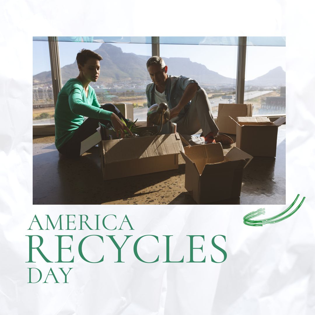 Couple Engaging in Recycling at Home on America Recycles Day