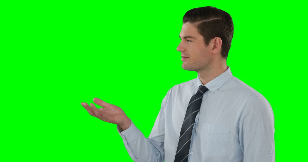 Businessman Presenting on Green Screen