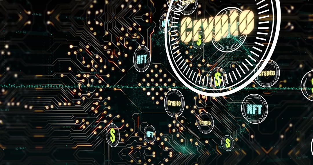 Futuristic Digital Network with Cryptocurrency Elements