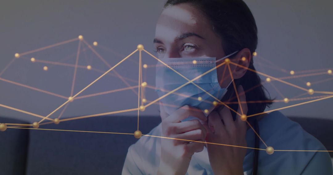 Healthcare Professional with Network Overlay Representing Digital Connectivity