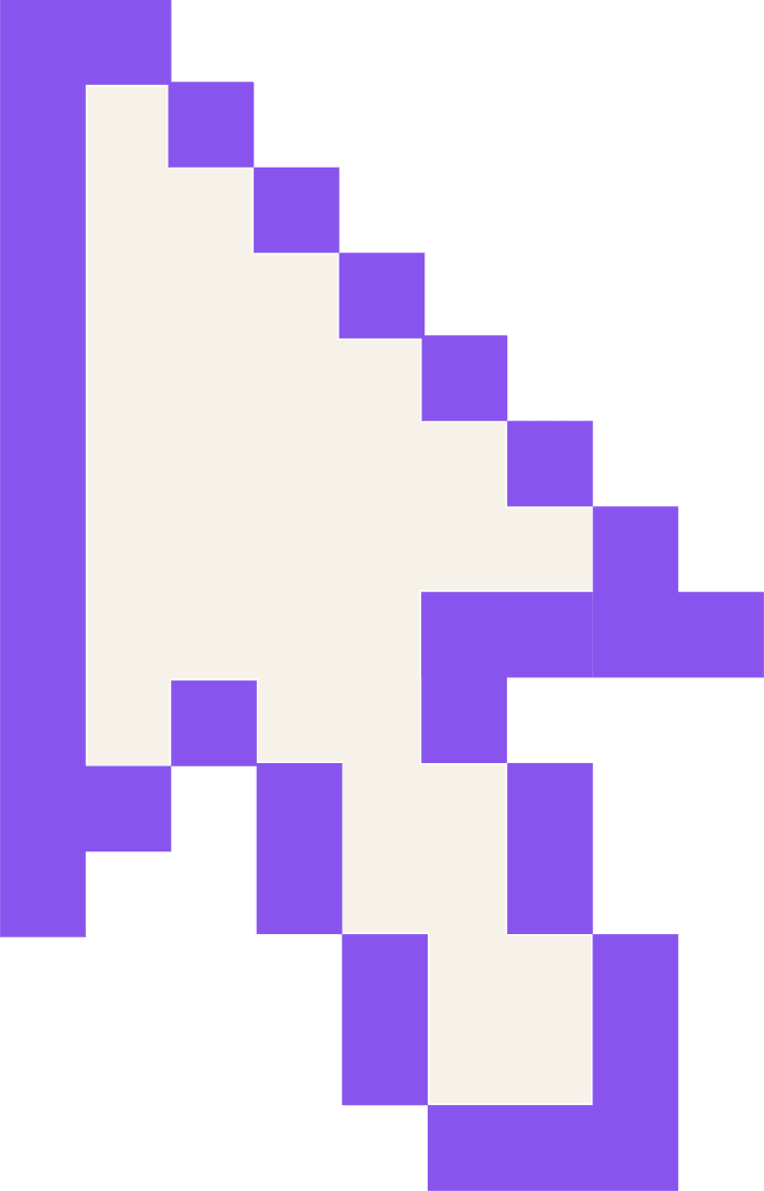 Purple Pixel Art Arrow Cursor on Transparent Background