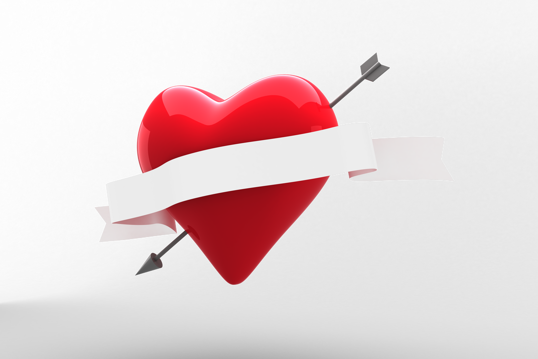 Heart Pierced by Arrow with Ribbon on Transparent Background - Download Free Stock Images Pikwizard.com