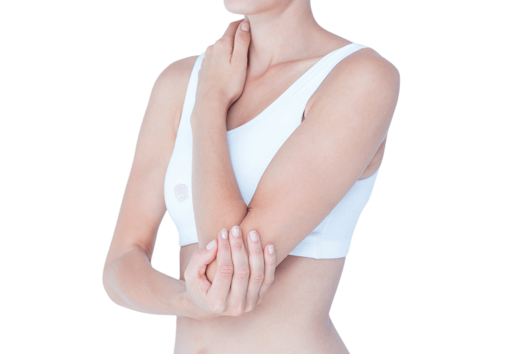 Transparent Image of Woman Experiencing Elbow Pain
