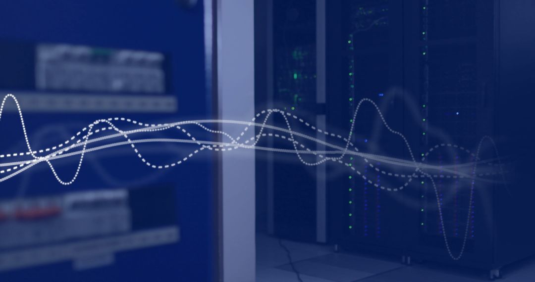 Digital Waveform over Modern Server Room